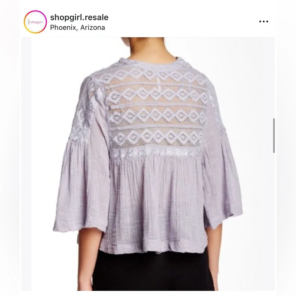 Free People top Carry Me Away Blouse linen anthropologie Maeve Pilcro‎ xs small
